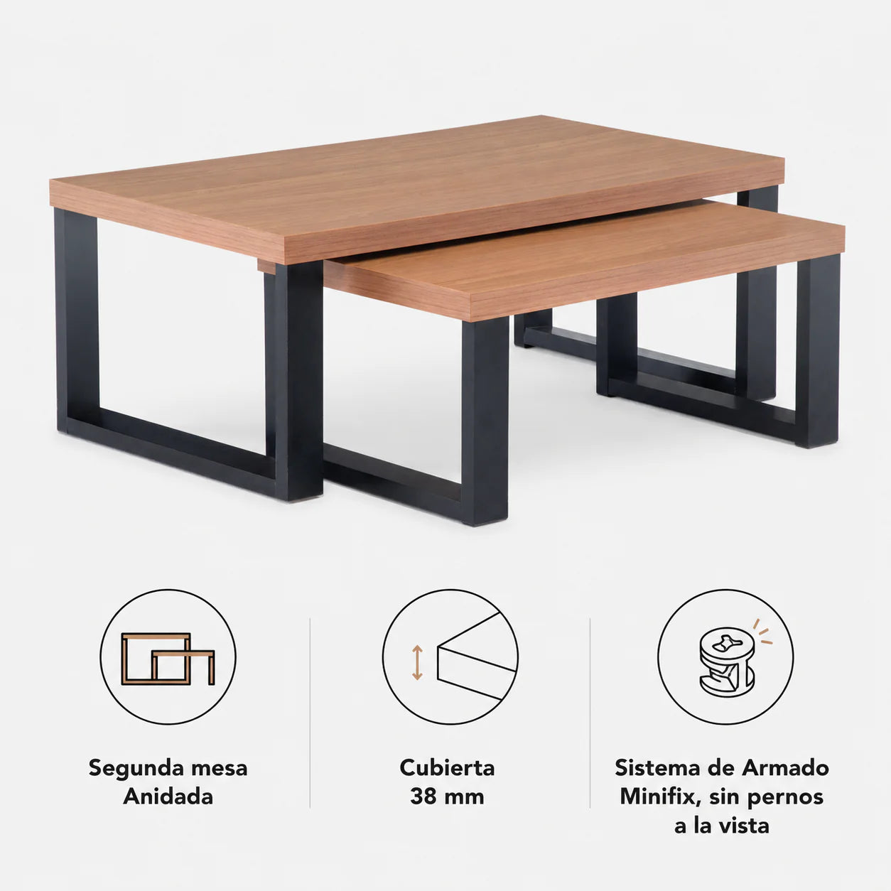 Mesa de Centro Yulton Doble Canela-Negro