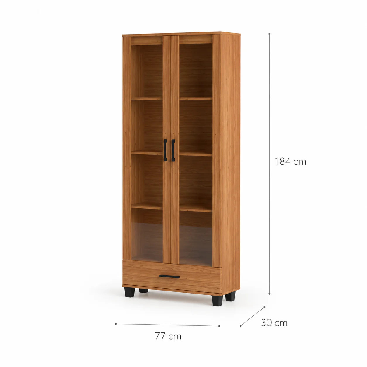 Vitrina Riñihue 2 Puertas + 1 Cajón Canela