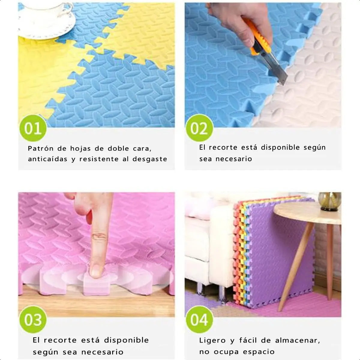aym store Pack 4 Piso Alfombra Goma Eva Antigolpes  60x60cm DISEÑO-3